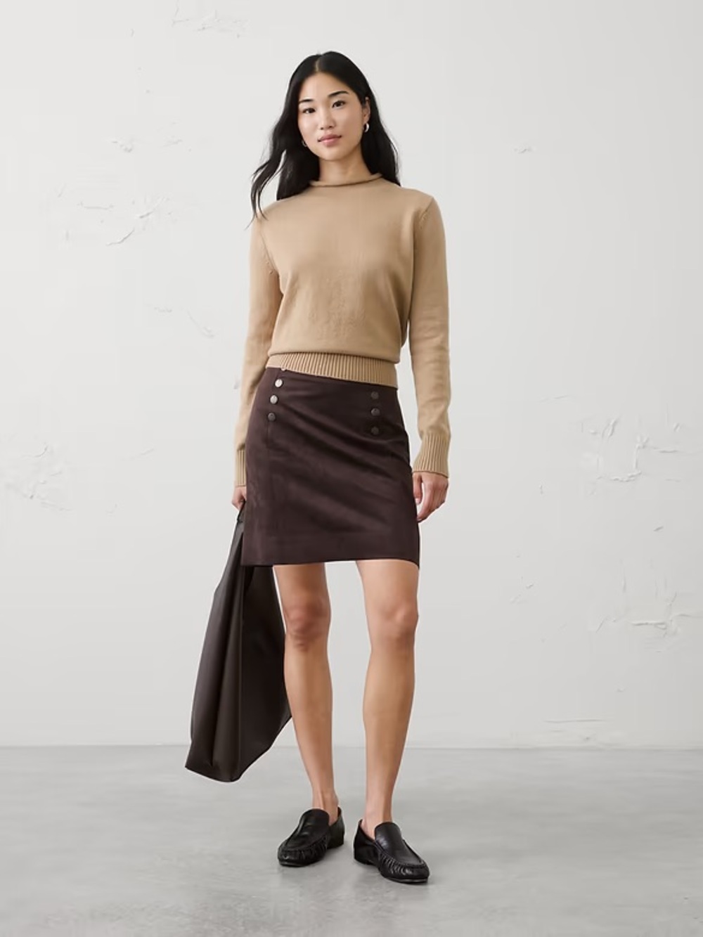 Banana Republic PERFECTLY SOFT ROLL MOCK-NECK SWEATER Sz XS